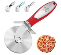 Zulay Kitchen Large Pizza Cutter Wheel - Premium Stainless Steel Pizza Cutter - Easy to Clean & Cut Pizza Wheel - Super Sharp Non-Slip Handle & Dishwasher Safe - Red