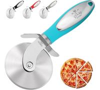 Zulay Kitchen Large Pizza Cutter Wheel - Premium Stainless Steel Pizza Slicer - Easy to Clean & Cut Pizza Wheel - Super Sharp, Non-Slip Handle & Dishwasher Friendly - Teal