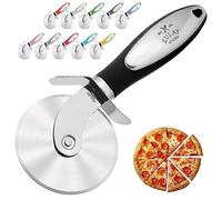 Zulay Kitchen Large Pizza Cutter Wheel - Premium Stainless Steel Pizza Slicer - Easy to Clean & Cut Wheel - Super Sharp, Non-Slip Handle & Dishwasher Friendly - Black