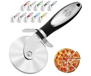 Zulay Kitchen Large Pizza Cutter Wheel - Premium Stainless Steel Pizza Slicer - Easy to Clean & Cut Wheel - Super Sharp, Non-Slip Handle & Dishwasher Friendly - Black
