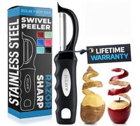 Zulay Kitchen Potato Peeler for Kitchen - Premium Julienne Peeler with Razor Sharp Stainless Steel Blades & Strong Ergonomic Handle - Peelers for Carrot, Potato, Vegetable - Dishwasher Safe - Black