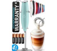 Zulay Kitchen Powerful Milk Frother Wand with 4 AA Duracell Batteries - Ultra Fast Handheld Drink Mixer - Electric Whisk Foam Maker for Coffee, Lattes, Cappuccino, Matcha & Creamer - Fresh Mint