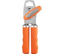 Zulay Kitchen Tin Opener - Heavy Duty Can Opener Manual with Bottle Key - Rust Proof, Stainless Steel, Arthritis-Friendly, Hand Tool for Seniors with Turn Knob & Comfy Soft Good Grip Handles - Orange