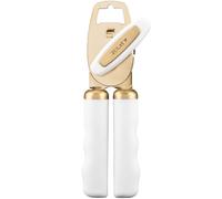 Zulay Kitchen Tin Opener - Heavy Duty Can Opener Manual with Bottle Key - Rust Proof, Stainless Steel, Arthritis-Friendly, Hand Tool for Seniors with Turn Knob & Comfy Good Grip Handles - White/Gold
