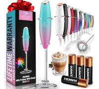 Zulay Powerful Milk Frother Handheld Foam Maker for Lattes - Whisk Drink Mixer for Coffee, Mini Foamer for Cappuccino, Frappe, Matcha, Hot Chocolate by Milk Boss (Bubblegum)