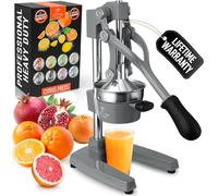 Zulay Professional Citrus Juicer - Manual Citrus Press and Orange Squeezer - Metal Lemon Squeezer - Premium Quality Heavy Duty Manual Orange Juicer and Lime Squeezer Press Stand - Gray