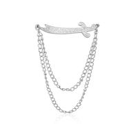 Zulfiqar Sword Pin Islamic Brooch with Chain Shia Muslim Religious Jewelry Arabic Calligraphy Design Gift for Men Women (silver)