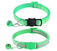 zulinlong 2 Pack Cat Collars - Reflective, Breakaway Design with Bells, Adjustable from 7.5 to 12.5 Inches, Ideal Kitten Collar for Both Girls & Boys (Light Green)