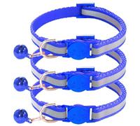 zulinlong Reflective Detachable Cat Collars with Bells Adjustable 7.5-12.5 Inch Cat Collars for Kitten 3 Pack Suitable for Girls Boys (Navy Blue)