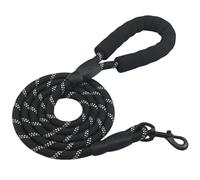 zulinlong Rope Dog Leash with Comfortable Padded Handle and Highly Reflective Threads for Small Medium and Large Dogs (Black, 1/2" x 6 FT (20~120 lbs.))