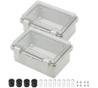 Zulkit 2pcs Junction Box ABS Plastic Dustproof Waterproof IP65 Electrical Boxes Hinged Shell Outdoor Universal Project Enclosure Clear Cover with 2 Cable Glands 5.9 x 3.9 x 2.8 inch (150x100x70 mm)