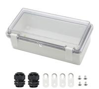 Zulkit Junction Box ABS Plastic Dustproof Waterproof IP65 Electrical Boxes Hinged Shell Outdoor Universal Project Enclosure Clear Cover with 2 Cable Glands 7.9 x 3.9 x 2.8 inch (200x100x70mm)
