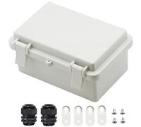 Zulkit Junction Box ABS Plastic Dustproof Waterproof IP65 Electrical Boxes Hinged Shell Outdoor Universal Project Enclosure with 2 Cable Glands 5.9 x 3.9 x 2.8 inch (150x100x70mm)(Outer Size)