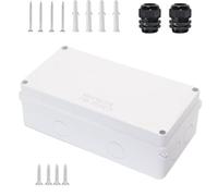 Zulkit Junction Box with Reserved Holes IP65 Waterproof ABS Plastic Electrical Boxes Includes Cable Glands for Outdoor Project, White 7.9 x 3.9 x 2.8 Inch