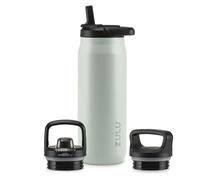 ZULU Core 32oz Stainless Steel Water Bottle with 3 Lids- Straw, Chug, Twist | Double Walled and Vacuum Insulated Metal Thermos | For Gym, Outdoor | Built in Carry Loop, Dishwasher Safe, Sage