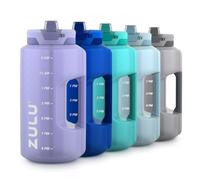 ZULU Goals 128oz Half Gallon Plastic Water Bottle with Straw and Time Marker | Large Reusable Jug with Handle and Leak Proof Lid for All Day Hydration, Gym and Outdoors, Gift Ready, Violet