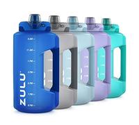 ZULU Goals 64oz Large Half Gallon Jug Water Bottle with Motivational Time Marker, Covered Straw Spout and Carrying Handle, Perfect for Gym, Home, and Sports, Royal Blue