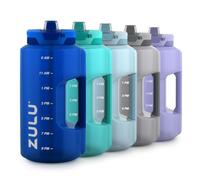 Zulu Goals Gallon 128oz Large Water Bottle Jug with Time Marker & Handle for All Day Hydration | Silicone Soft Straw with Locking Leak-Proof Lid | For Gym, Camping, Workout, and Outdoors | Royal Blue