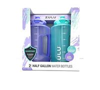 ZULU Half Gallon Water Bottles with Hydration Tracking Time Markers, 2 Pack, 64 Oz (Grape/Aquaviva)