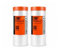 Zulu Pre-Taped Masking Film 2100mm X 20M - Heavy Duty Paint Static Plastic Dust Sheet Protection Film With Masking Tape, 2 Pack