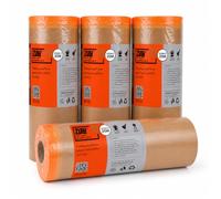 Zulu Pre-Taped Masking Paper 300mm x 25m Heavy Duty Brown Masking Paper with Adhesive Tape Paint Protection for Decorating Spray Painting Automotive DIY | (4 Pack)