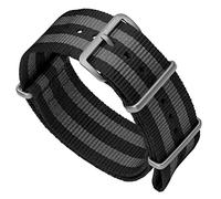 ZULUDIVER Classic Bond 1973 British Military Cadet. Black and Grey Nylon Mens Replacement Watch Strap. Rugged, Quick-Drying and Secure Wristwatch Strap for Outdoor Activities. Satin Buckle, 18 mm