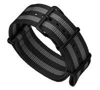 ZULUDIVER Classic Bond 1973 British Military Cadet. Black and Grey Nylon Mens Replacement Watch Strap. Rugged, Quick-Drying and Secure Wristwatch Strap for Outdoor Activities. Black Buckle, 24 mm