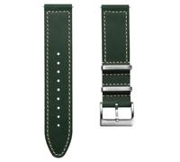 ZULUDIVER Oxford Ranger Leather Watch Strap, Crazy Horse Cow Leather, 2-Piece Quick Release, Vintage Style, Durable Stitching, Stainless Steel Buckle, Vintage Green, 20mm
