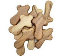 Zuluf 10 Olive Wood Crosses 2.5" - Handmade Wooden Pocket Fidget Crosses for Prayer, Comfort, Christian Faith and Gifts