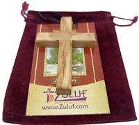 Zuluf 3.1" Olive Wood Cross Necklace from Bethlehem - Christian Faith Pendant for Car Mirror, Church, or Wearable Symbol - Wooden Religious Gift for Men & Women - PEN234A