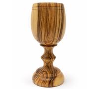 Zuluf 4.5 Inch Hand-Carved Olive Wood Communion Cup | Small Kiddush Goblet for Eucharist Holy Communion and Jewish Sabbath | Wooden Chalice for Religious Ceremony | Bethlehem Craft with Certificate