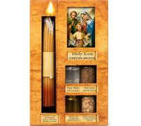 Zuluf Anointing Oil Gift Set Holy Icon Christian Keepsake from Jerusalem Bethlehem with Beeswax Candle, Holy Water, Blessed Earth, Olive Oil, Incense for Baptism, Christening, Godparent Faith Gift