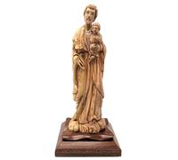 Zuluf Hand-Carved Olive Wood Saint Joseph with Baby Jesus Statue on a Sturdy Base - Made in Bethlehem Religious Decor & Gift 13INCHES FIG033