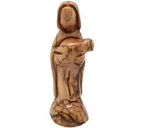 Zuluf Handcrafted Olive Wood Modern Shepherd Holding Lamb - The Good Shepherd Sculpture | Artisan Craft from Bethlehem 5 INCHES FIG017