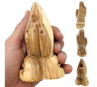 Zuluf Medium Olive Wood Praying Hands Sculpture - Handcrafted in Bethlehem, Holy Land | Premium Religious Art and Spiritual Décor 4.4" FIG014