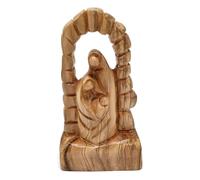 Zuluf Olive Wood Holy Family Nativity 5.9" - Hand Carved Joseph Mary Baby Jesus Statue Christmas Bethlehem Decor HOF062