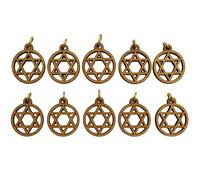 Zuluf Set of 10 Olive Wood Star of David Charms 0.8" - Jewish Pendants from Holy Land for Bar Mitzvah Favors & Gifts - PEN052