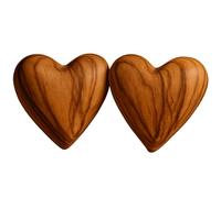 Zuluf Set of 2 Olive Wood Hearts 1.7 x 1.5 Hand Carved Wooden Heart Keepsakes Wedding Favor Valentine Gift Rustic Table Centerpiece Home Decorations Handmade in Bethlehem w/Certificate