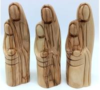 Zuluf Set of 3 Olive Wood Holy Family Nativity 5.9" - Minimalist Hand Carved Joseph Mary Baby Jesus Christmas Scene HOF067