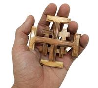 Zuluf Small Olive Wood Jerusalem Religious Hand Crafted Olive Wood Cross 8cm - CRS018