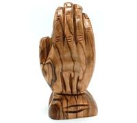 Zuluf Small Olive Wood Praying Hands Sculpture - Handcrafted in Bethlehem, Holy Land | Premium Religious Art & Spiritual Decor | Unique Faith Symbol 3.1INCHES FIG015