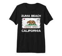 Zuma Beach California Flag Distressed Premium T-Shirt