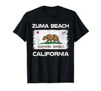 Zuma Beach California Flag Distressed T-Shirt