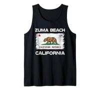 Zuma Beach California Flag Distressed Tank Top