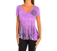 Zumba Fitness Women's WT Top We Come in Pieces Slashed V-Neck, Orchid, L