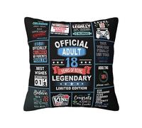 ZUMBULKJ 18th Birthday Gifts for Boys, 18 Year Old Boy Birthday Gifts, 18th Birthday Decorative Throw Pillow Cover 18" X 18"
