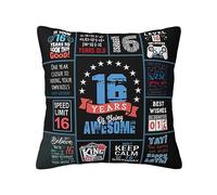 ZUMBULKJ Gifts for 16 Year Old Boy, Happy 16th Birthday Gifts for Boys, 16 Year Old Boy Gift Ideas, Cool Presents for 16 Yr Old Boy, 16th Birthday Decorations for Boys Throw Pillow Covers 18X18 Inch