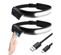 Zumhigh 2025 Newest Head Torch 2 Packs with Battery Indicator Head Torch 7 Lighting Modes and Motion Sensor Functions, Rechargeable Headtorch IPX4 Waterproof, Yellow Light for Camping and Running