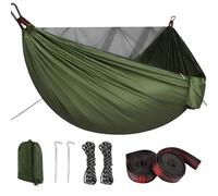 Zumhigh 290x140cm Camping Hammock with Mosquito Net, Ultra Lightweight 210T Parachute Nylon Outdoor Hammock for Travel & Garden, Easy Setup Hammock Camping Gear