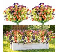 Zumhigh Artificial Silk Daisy Flowers, 12 Bundles 6 Colors UV Resistant Artificial Flowers for Outdoor, Faux Plastic Plants, Realistic Fake Plants for Garden, Grave Decoration, Patio, Wedding, Party